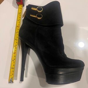 Rachel Zoe Black Suede High Heel Platform Ankle Boot